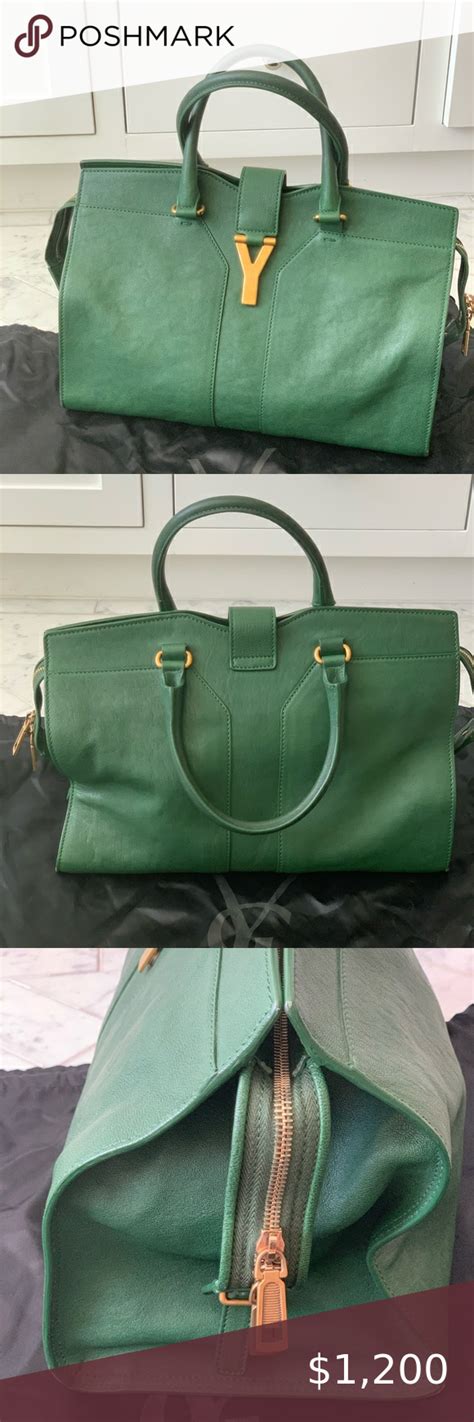 ysl tote green|YSL work tote.